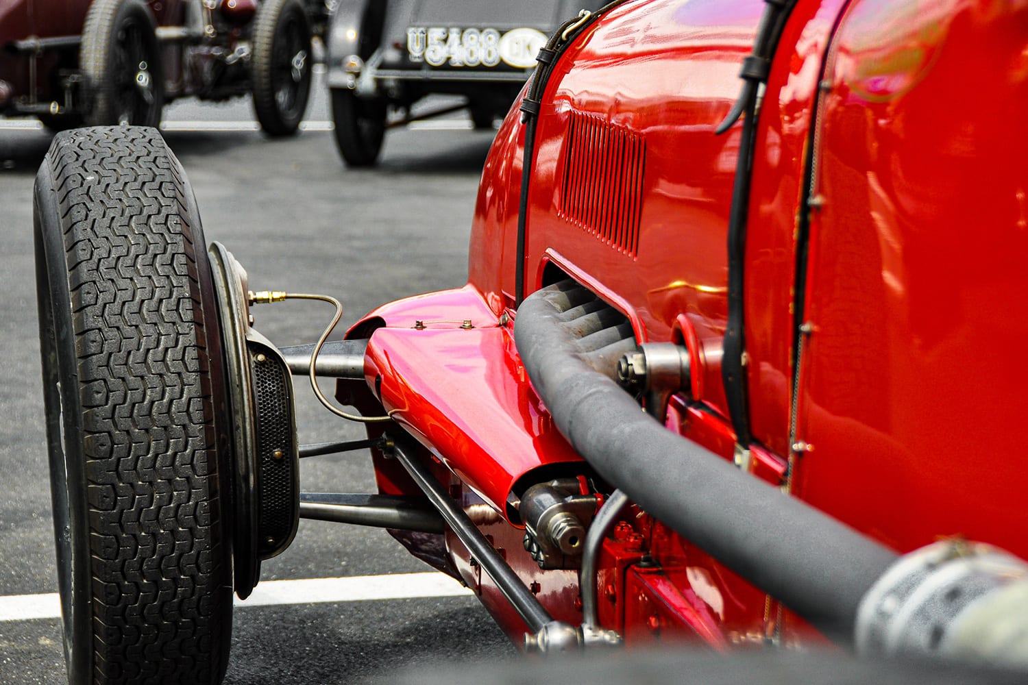 old red race car